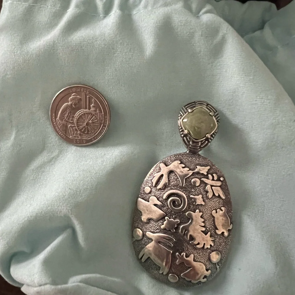 American West Silver and Green Pendant - Picture 4 of 6